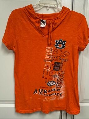 Auburn Tigers Shirt Medium Women Orange Short Sleeve Creative Apparel Hooded